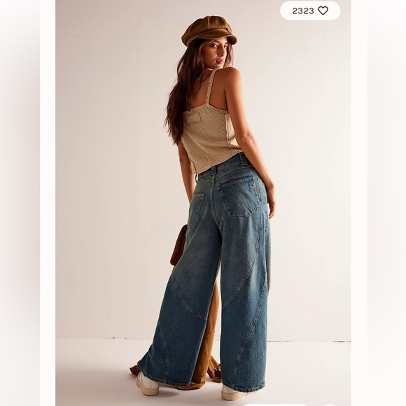 NEW Free People We The Free Chill Vibes Dropped Wide Leg Low Tide Denim Jeans 28 - Picture 3 of 14